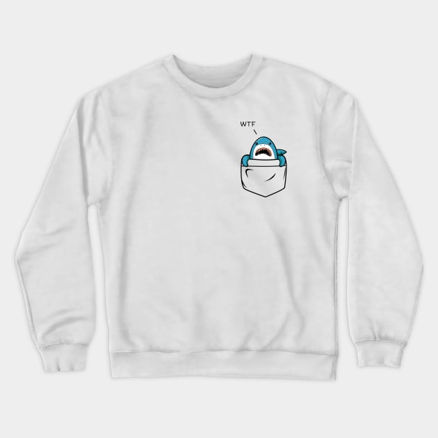 Funny Shark WTF Crewneck Sweatshirt by Doof Nation